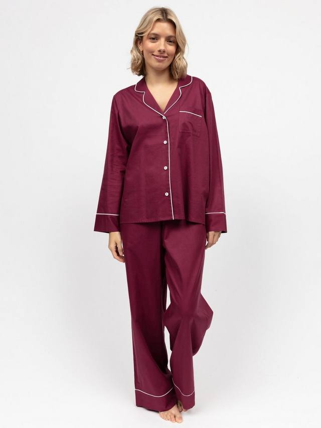 

Пижамный комплект Hotel Contrast Trim Long Cyberjammies, Ox Blood