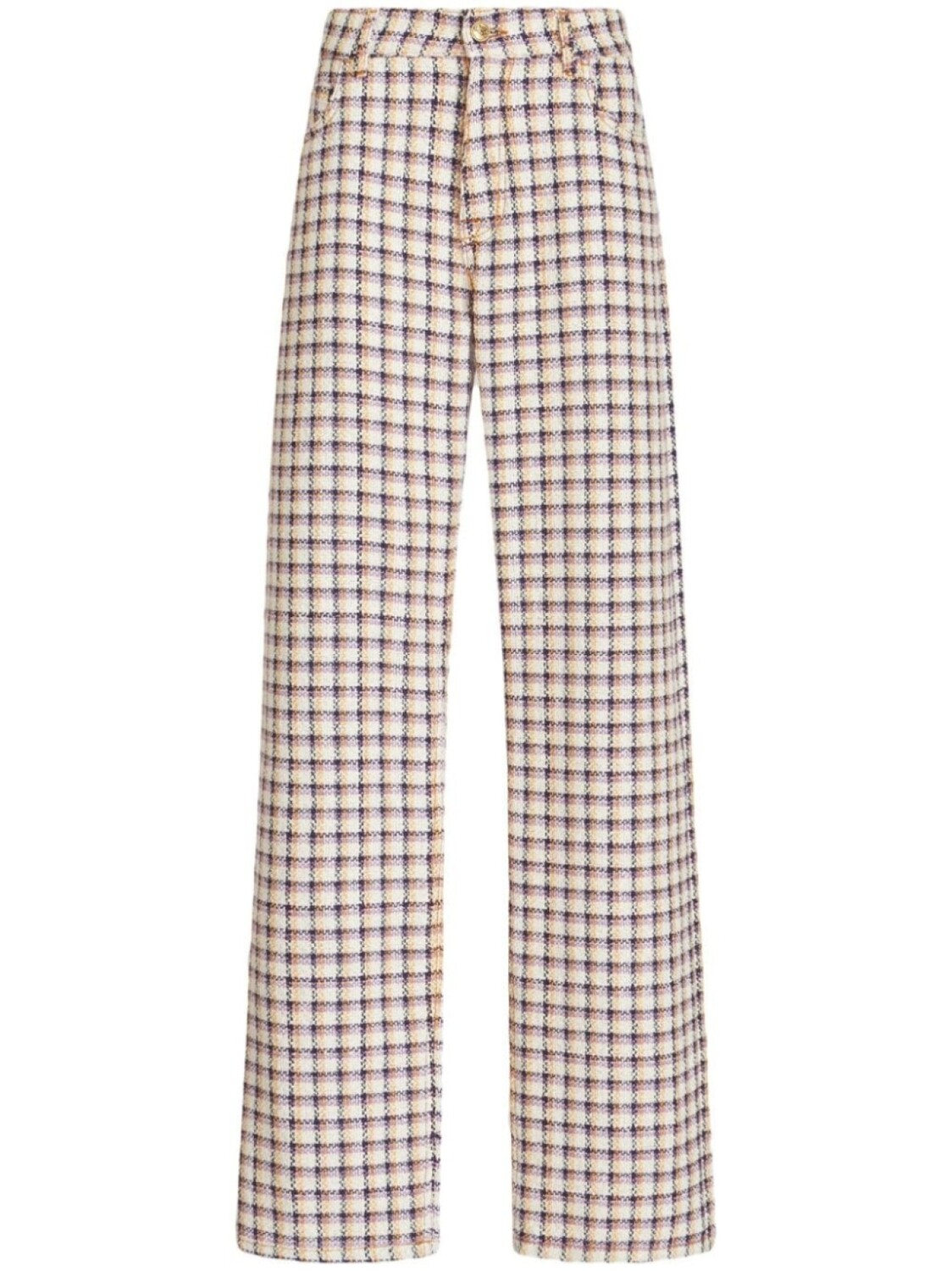 

ETRO жаккардовые брюки широкого кроя в клетку, белый