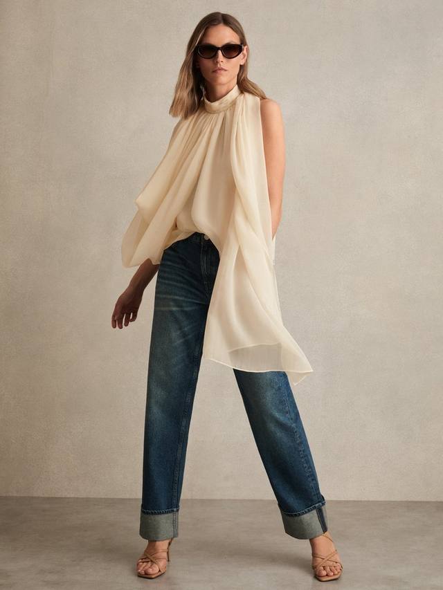 

Fi Draped Chiffon топ без рукавов Reiss, Ivory