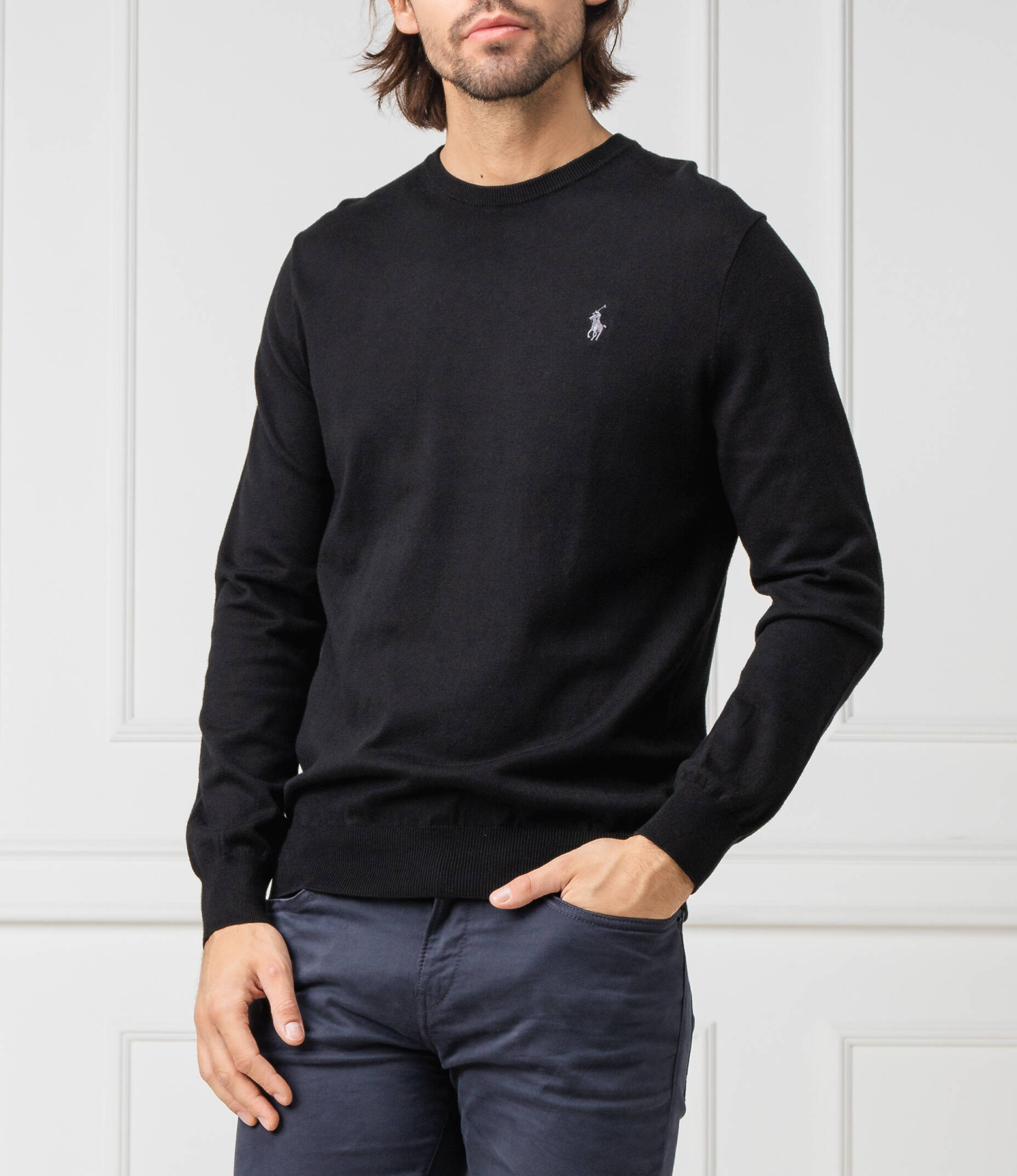 

Свитер POLO RALPH LAUREN slim fit pima, черный