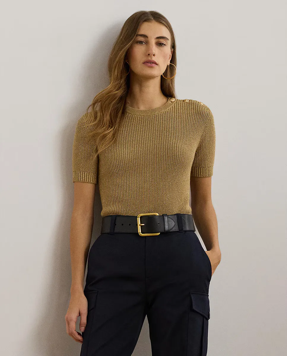 

Женский металлический свитер с короткими рукавами Lauren Ralph Lauren, золотой
