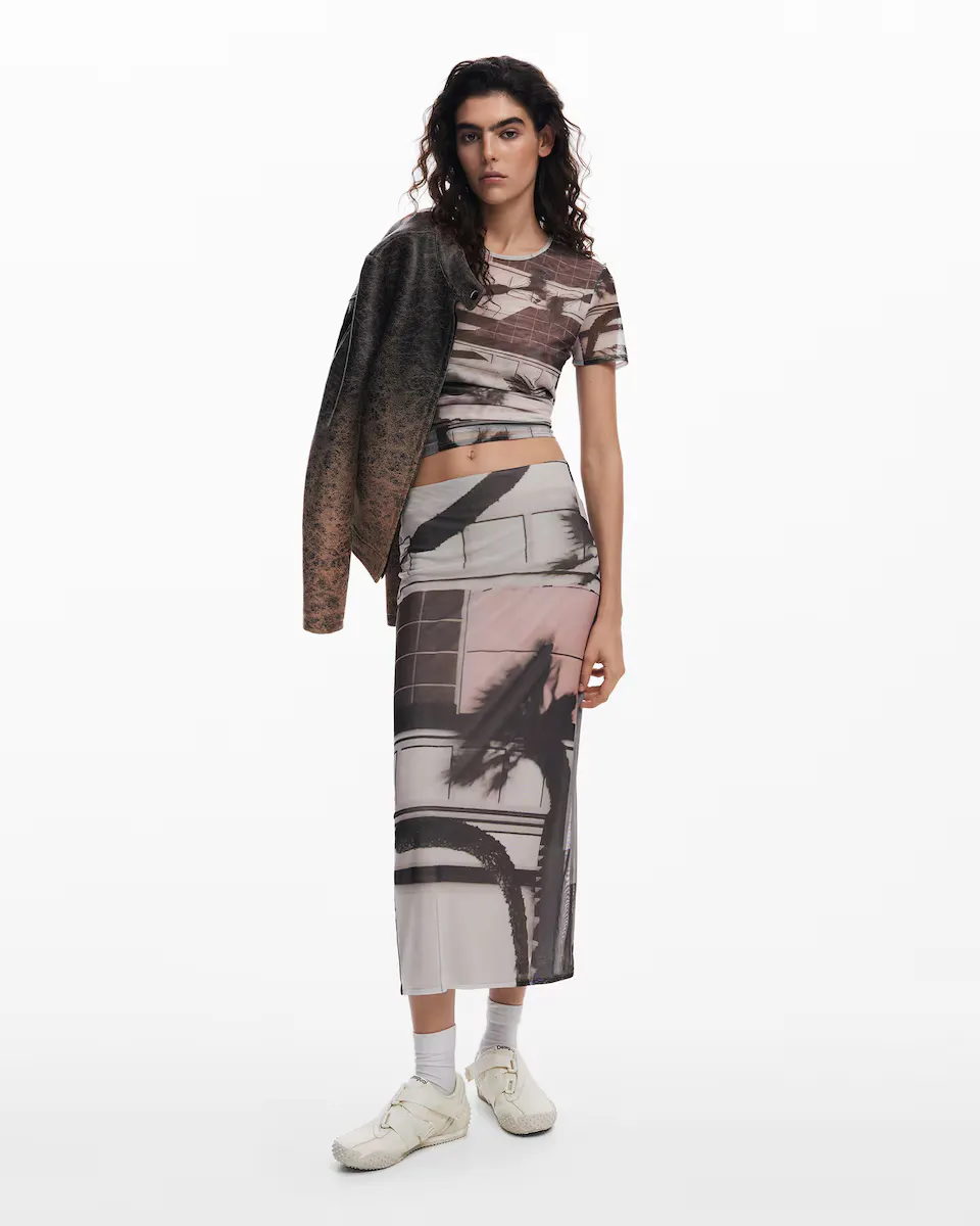 

Прямая юбка из тюля Desigual, белый