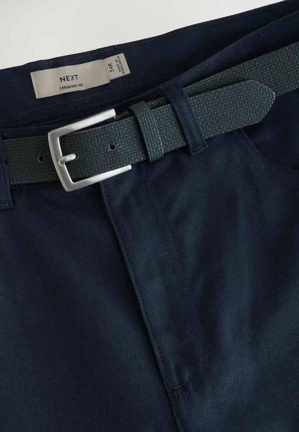 Классические элегантные брюки с ворсом и поясом. Next, Navy Blue — фото 4