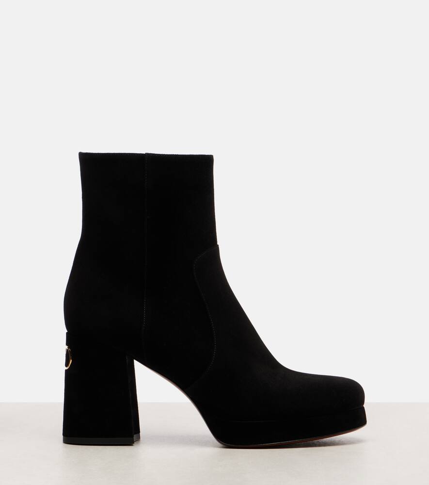 Ботильоны Fawcette 90 на платформе из замши Valentino Garavani, Nero — фото 4