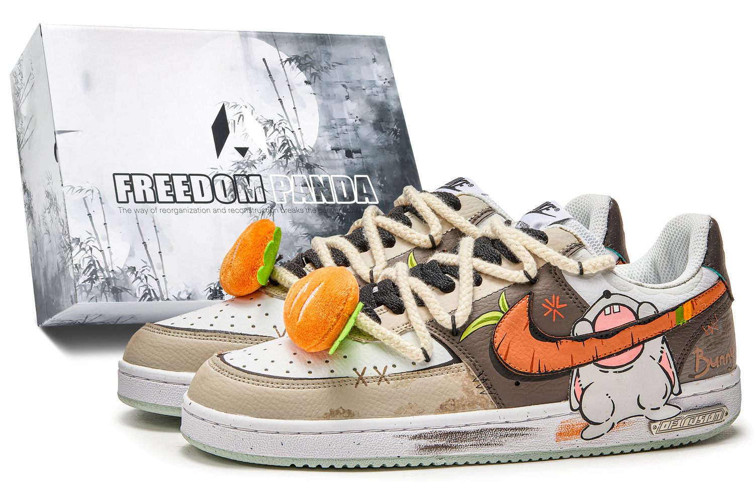 

Кроссовки Nike Court Vision 1 Free Panda Box White Dreamer противоскользящие низкие для скейтбординга мужские серо-оранжевые