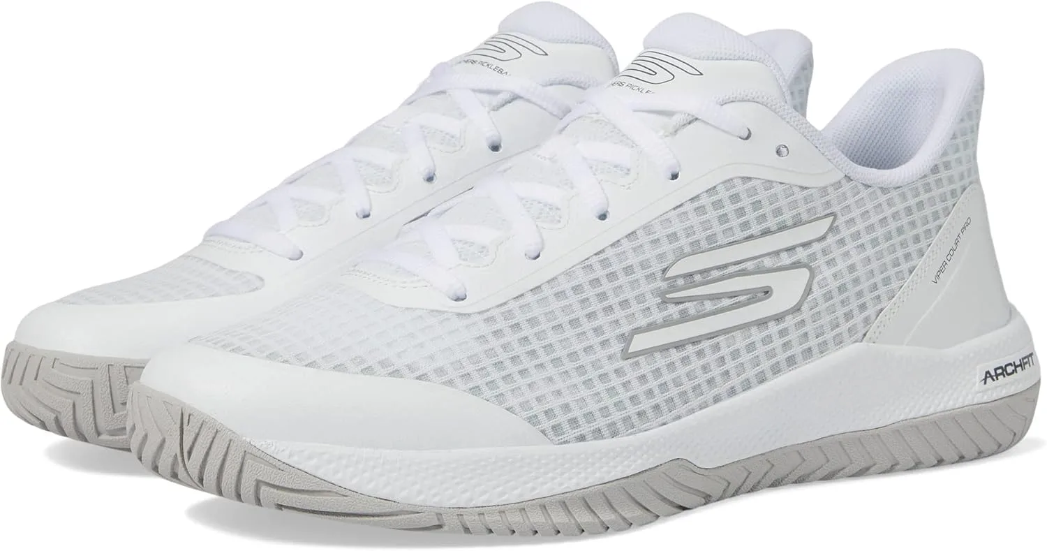 Мужские кроссовки Skechers Viper Court-Athletic для игры в пикбол, других видов спорта и отдыха на открытом воздухе. Воздух под защитным слоем от воды, белый