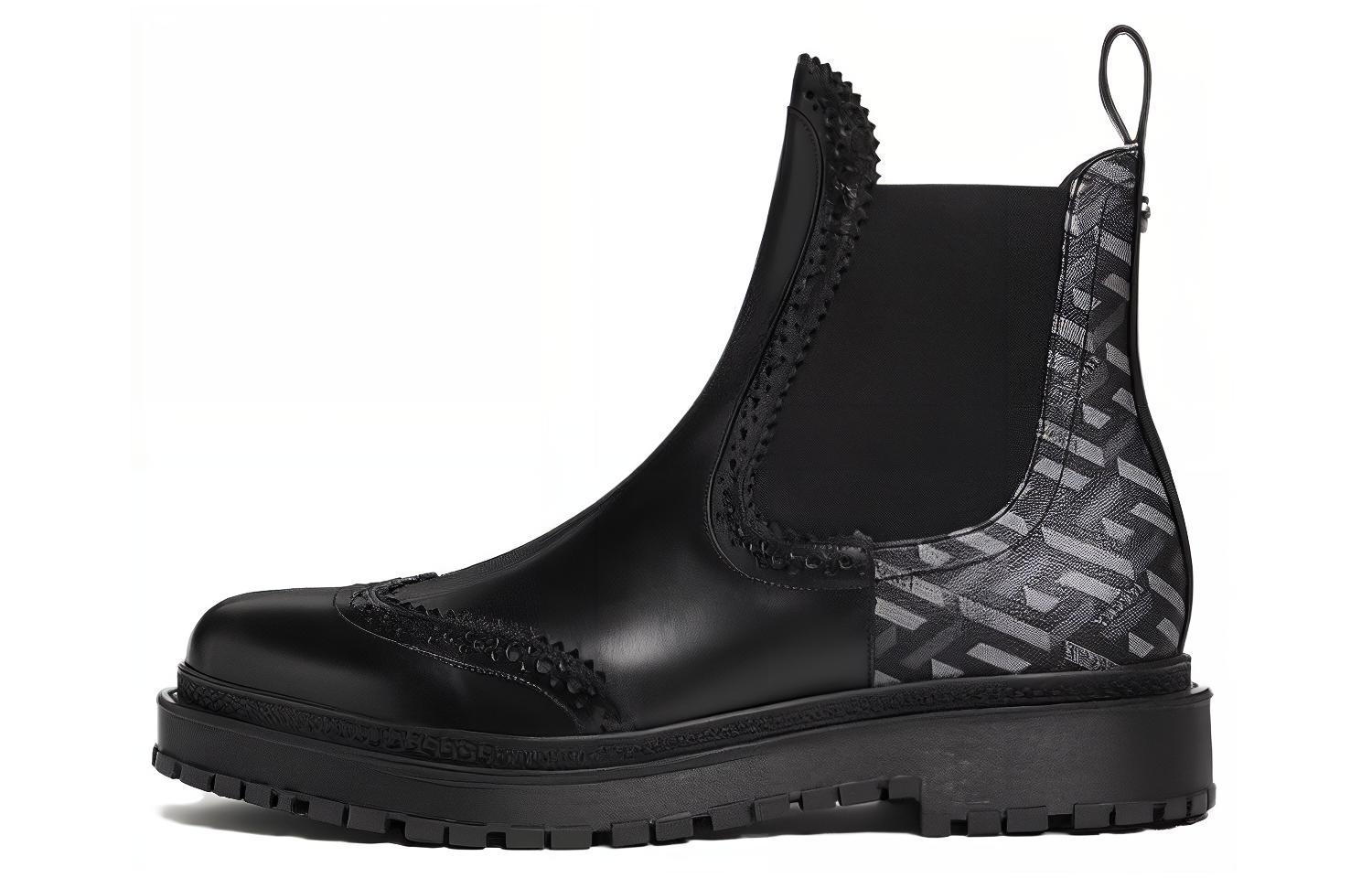 

VERSACE Короткие мужские ботинки челси La Greca, черные