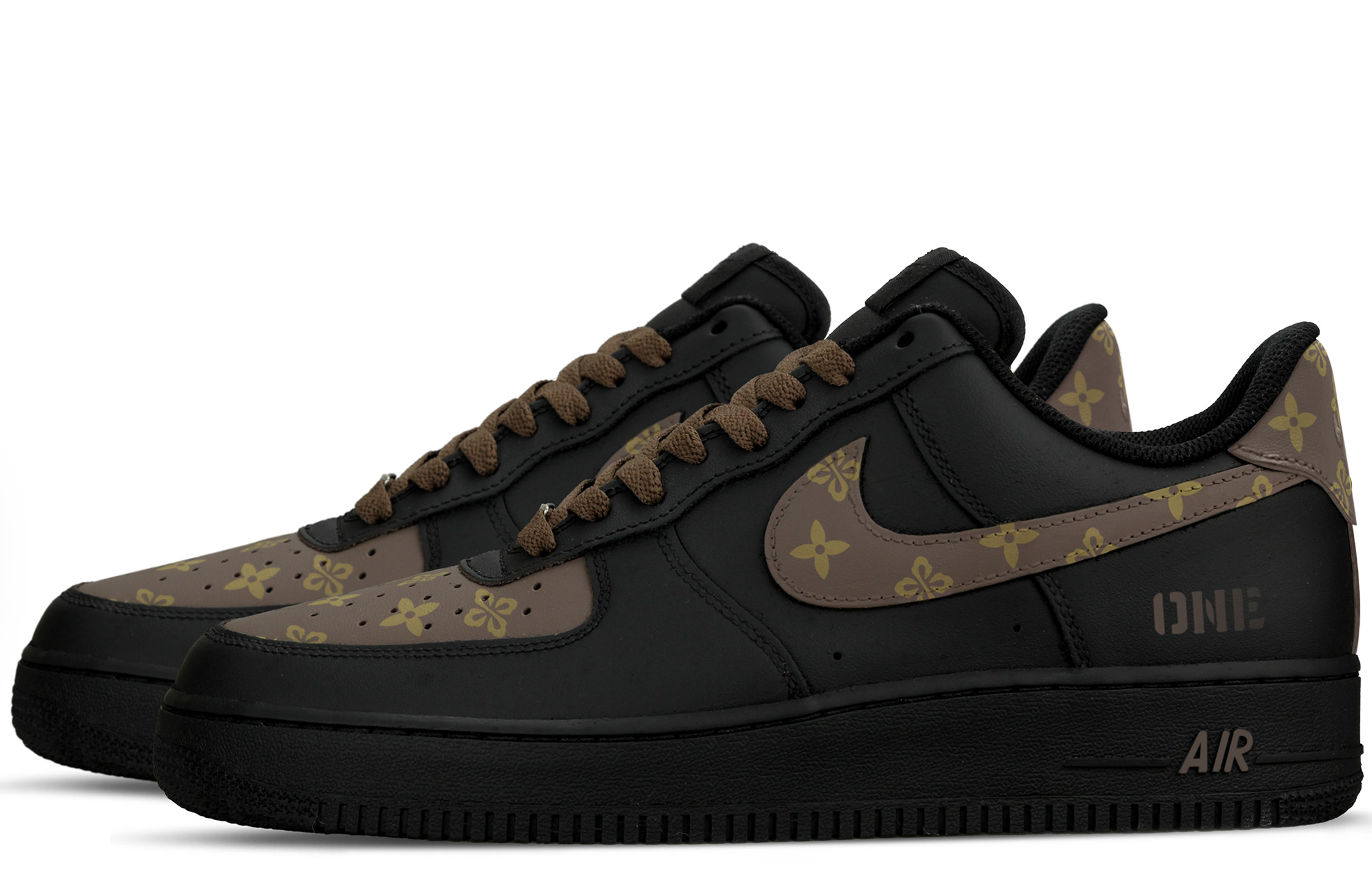 Nike Air Force 1 Height Increasing Low top Skateboard Shoes Unisex Black Brown — фото 4