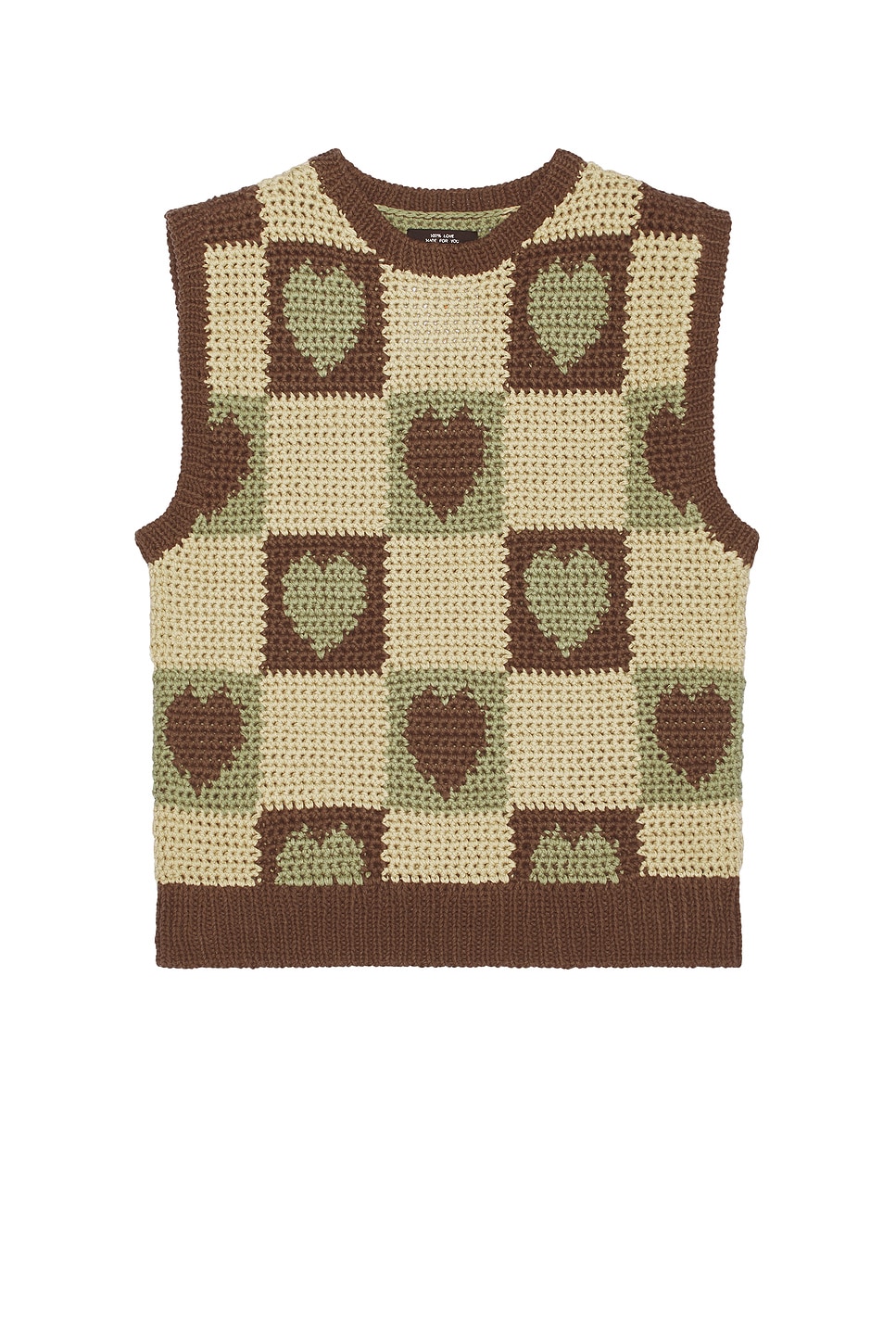 

Вязаный жилет с сердечками крючком Rice Nine Ten, Brown