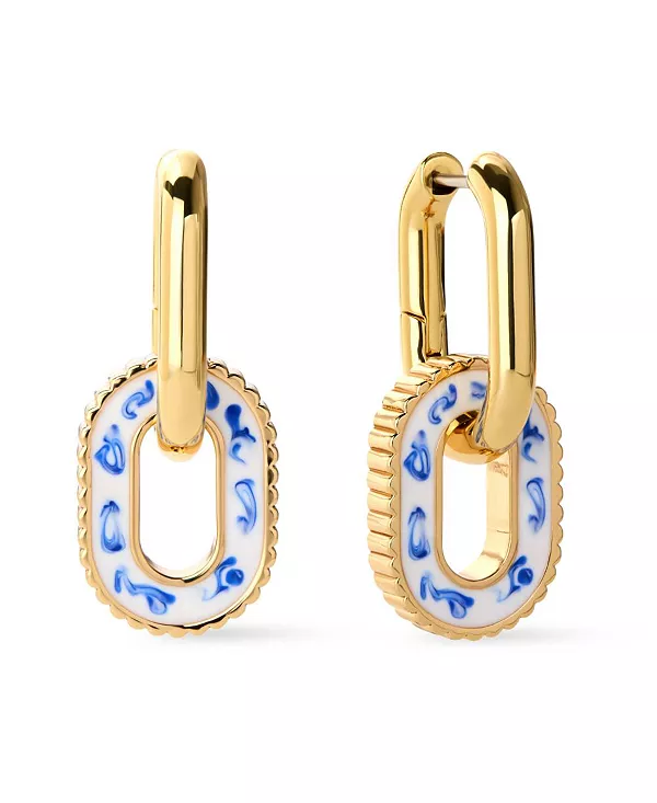 

Двойные серьги-кольца - пепельно-голубой мраморный Ana Luisa, gold