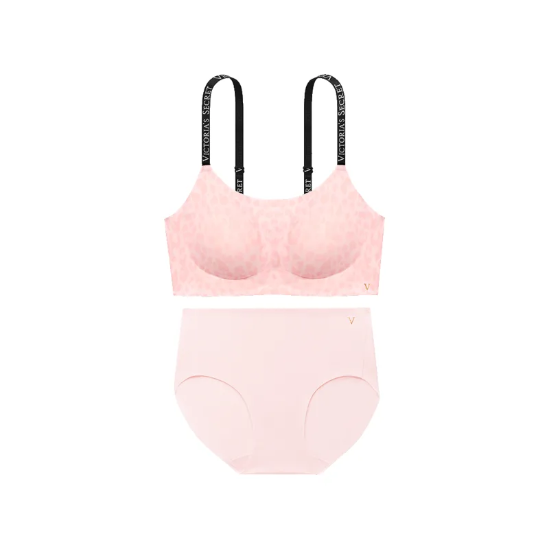 Комплект нижнего белья Women's Victoria's Secret, розовый leopard print bra+розовый underpants-classic strap style