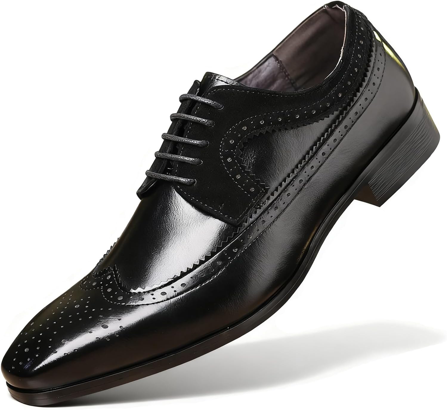 

Мужские кожаные туфли-оксфорды с перфорацией Вингтип, модные классические шнурованные броги, ретро дерби для работы, свадьбы, выпускного Enoegmsd, черный