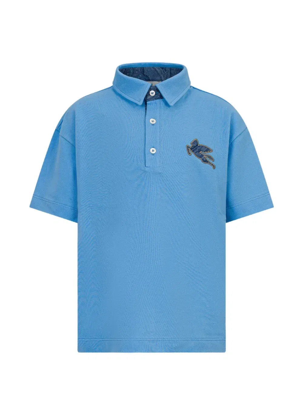 Рубашка поло с вышивкой Pegaso Etro Kids, синий