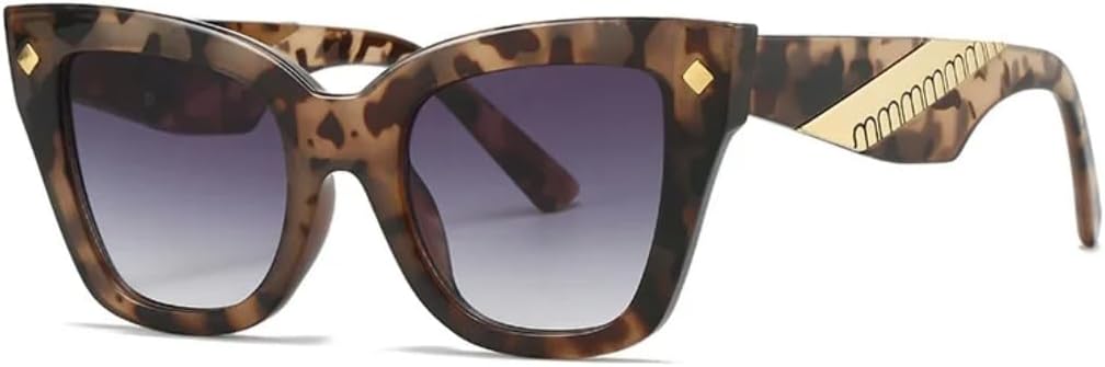 

Солнцезащитные очки для мужчин и женщин - защита UV400 - оправа "кошачий глаз" с цветными линзами для занятий спортом на открытом воздухе и вождения DSVIGF, Leopard Grey