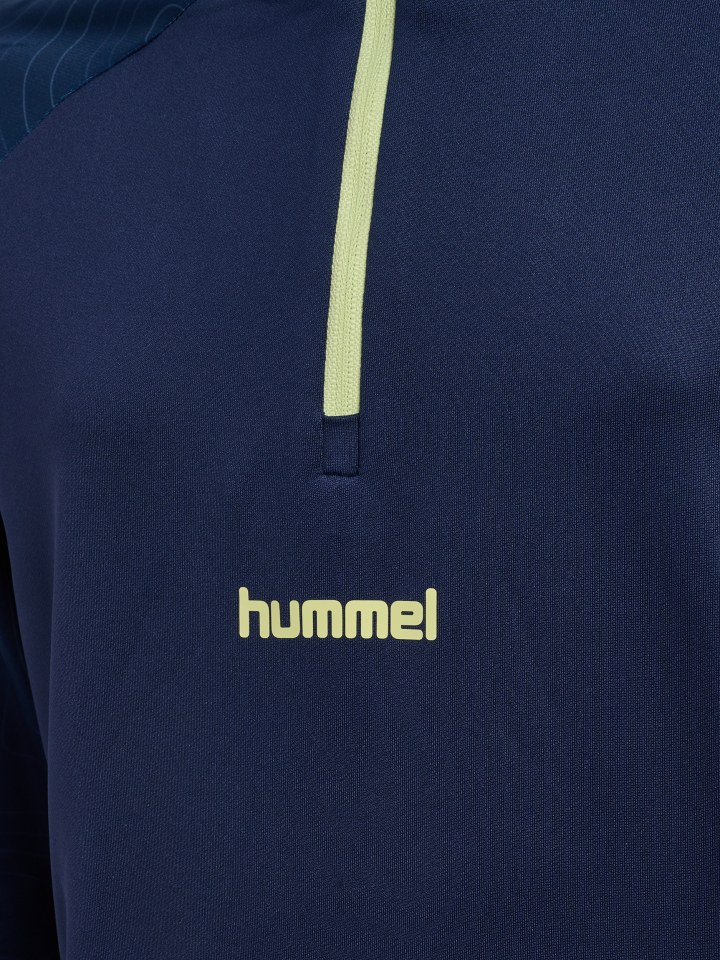 Hummel Детская толстовка Hmlblaze с застежкой-молнией до середины груди, цвет MARINE/SHADOW LIME — фото 3