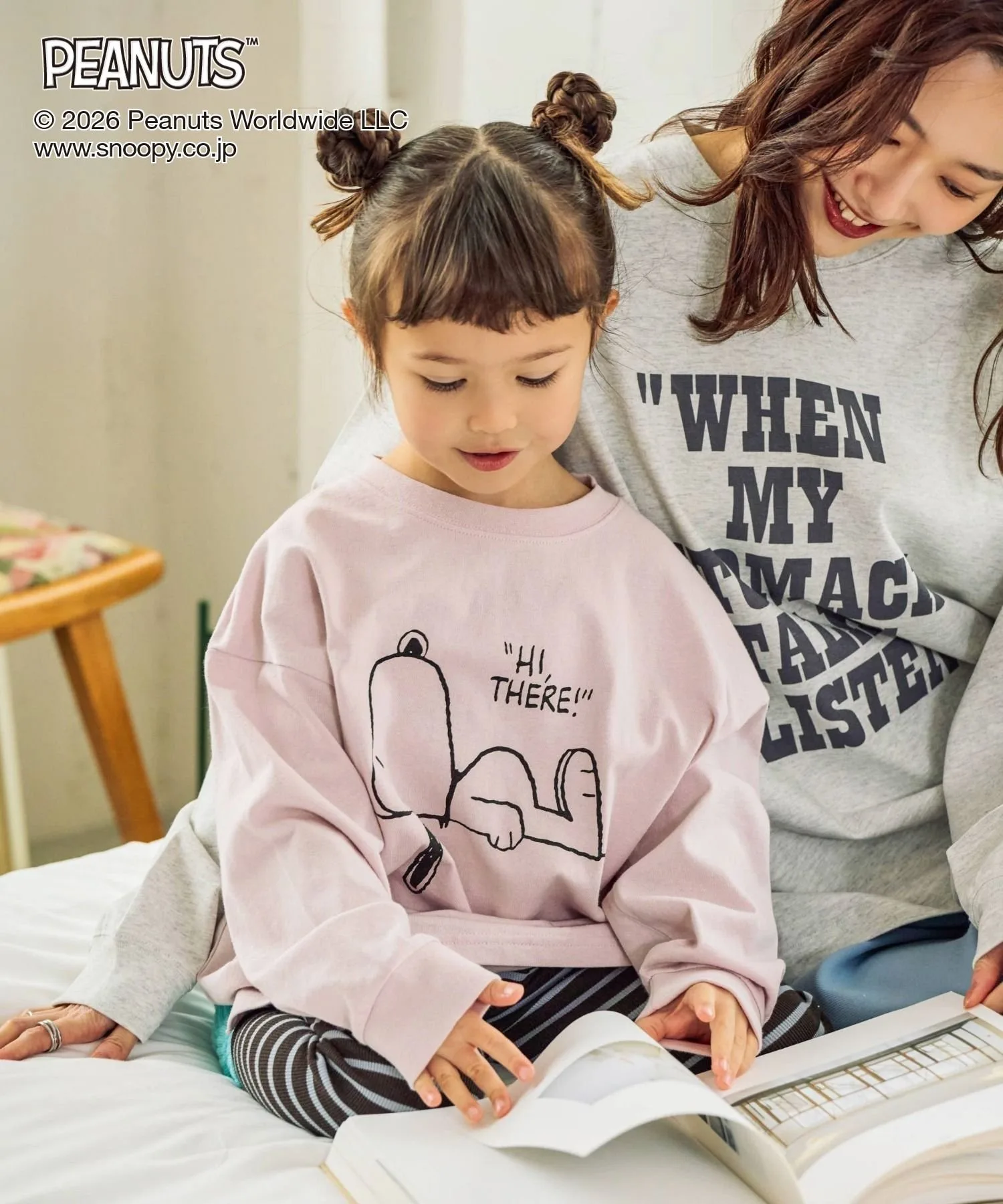 PEANUTS / Футболка с длинным рукавом и плотным свободным принтом / Детская / 633928 GLOBAL WORK, Pink/SNOOPY22