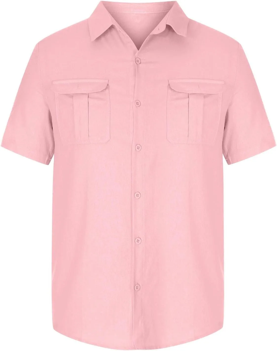 Рубашка для мужчин Cotton Linen Button Down с коротким рукавом — фото 3