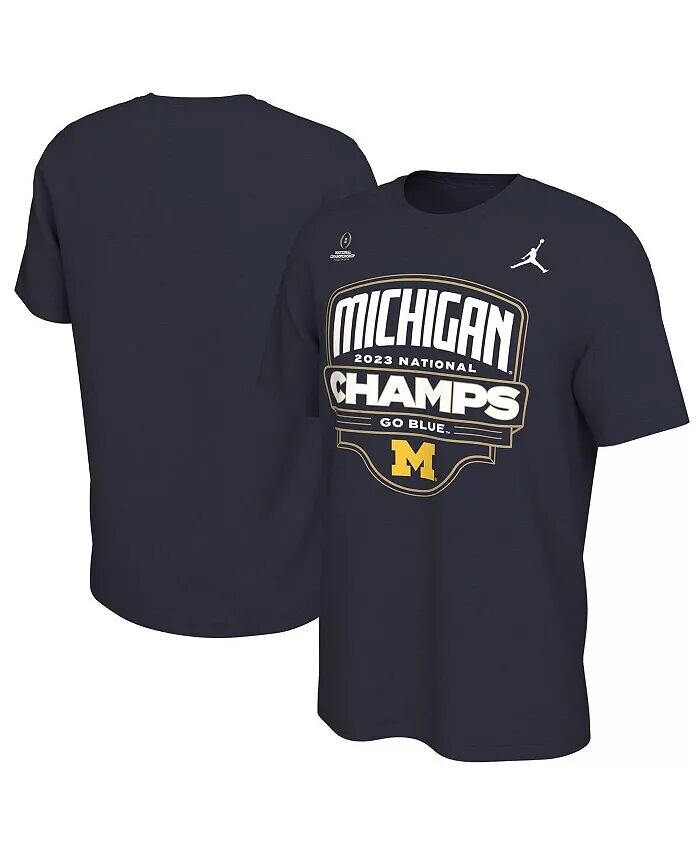 

Мужская футболка Navy Michigan Wolverines College Football Playoff 2023 National Champions Celebration Jordan