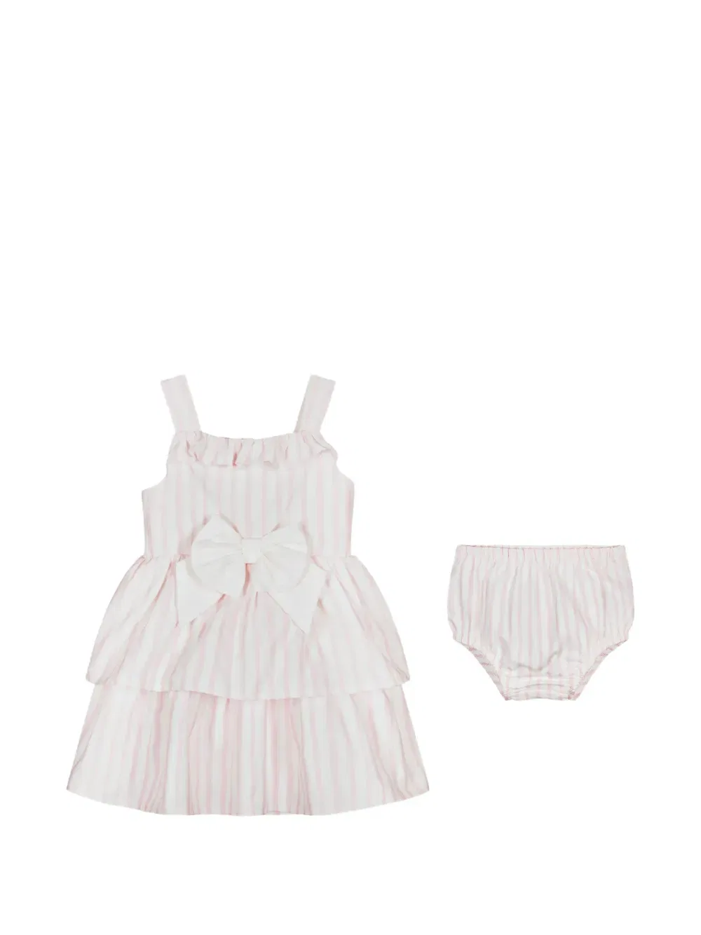 Комплект из двух платьев в полоску с бантом Cacharel Kids, розовый