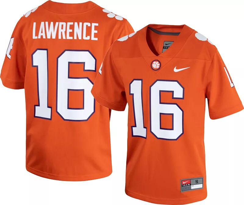 

Мужская футбольная майка Nike Clemson Tigers Trevor Lawrence #16 оранжевого цвета Dri-FIT Game