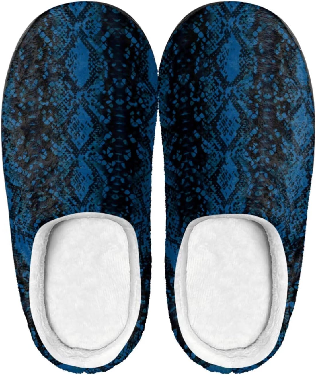 

Мужские и женские нескользящие тапочки, теплые мягкие уютные тапочки из фланели, домашняя обувь для спальни и улицы, размеры 2-12 Zcfygdx, Dark Blue Snakeskin Textured Print