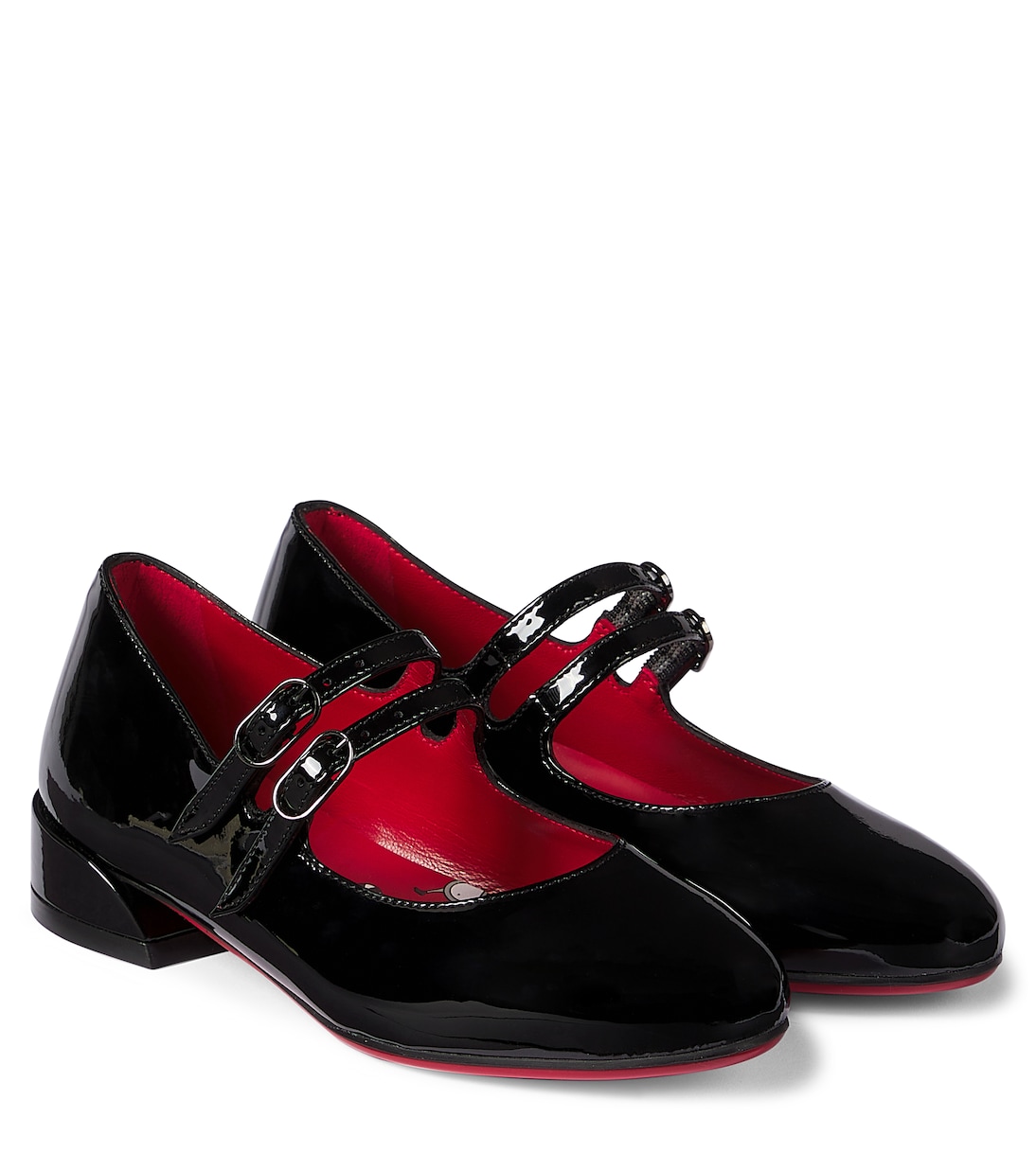 

Балетки Jane Fille из лаковой кожи Christian Louboutin Kids, Black/Lin Loubi