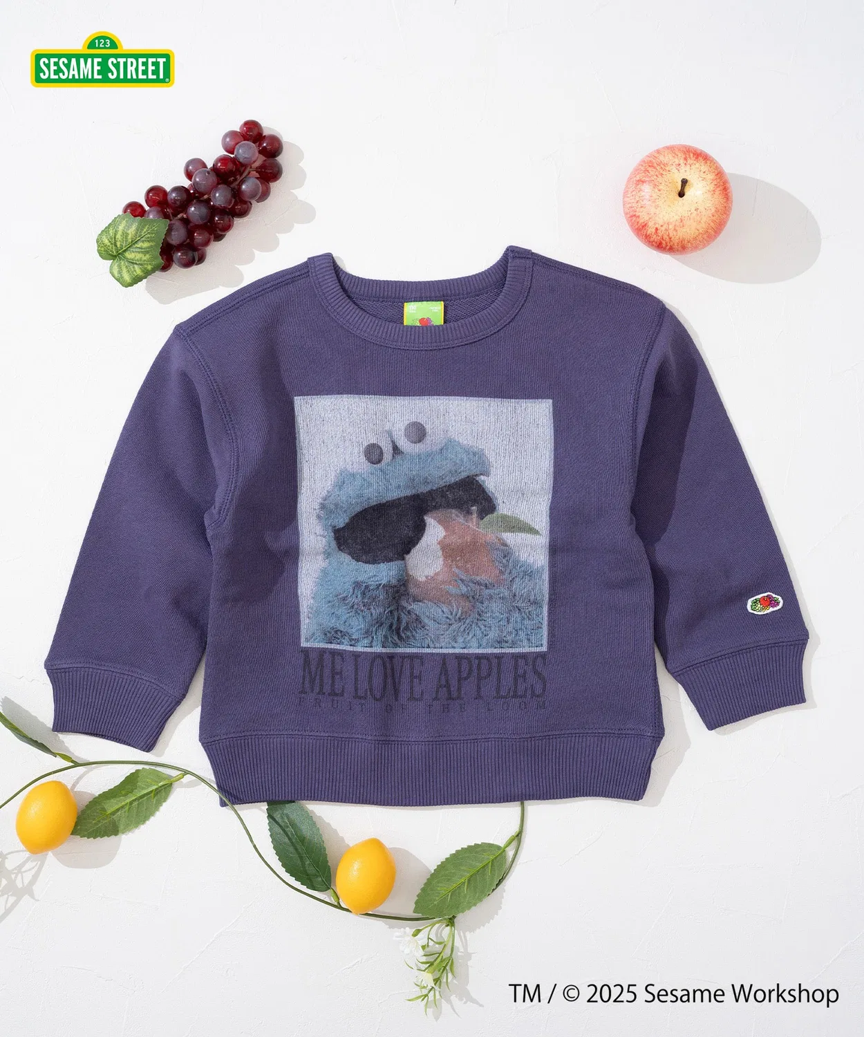 Свитшот детский Fruit of the Loom x Sesame Street с принтом Куки Монстр, фиолетовый