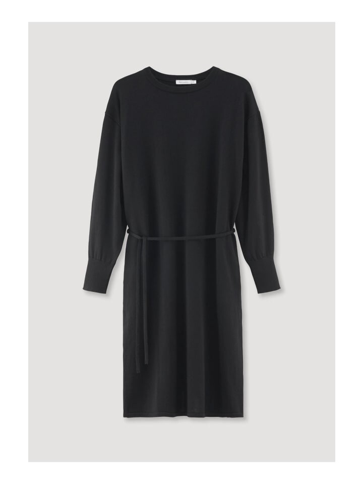 

Длинное платье Hessnatur Strick Oversize aus reiner Merinowolle, черный