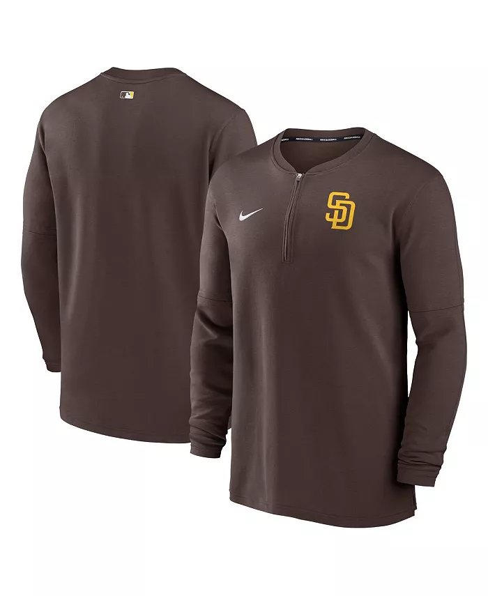 

Мужская коричневая толстовка с молнией до середины груди San Diego Padres Authentic Collection Game Time Performance Nike