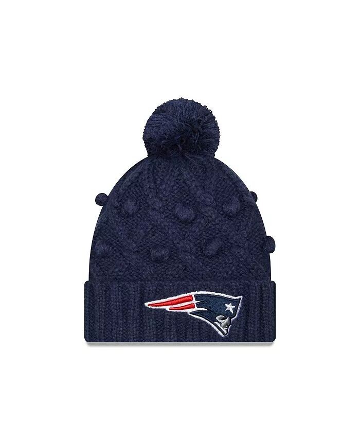 

Женская темно-синяя вязаная шапка New England Patriots Toasty с манжетами и помпоном New Era