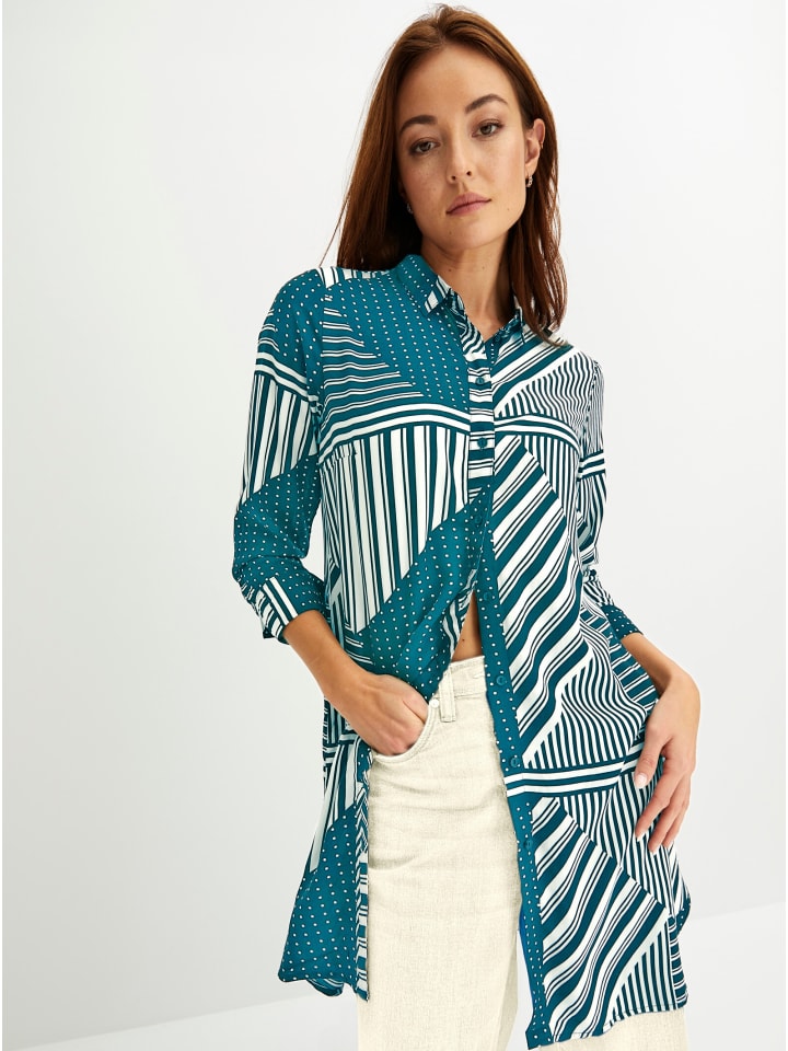 

Длинная блузка с принтом цвета аквапетроль-шампань WITT WEIDEN