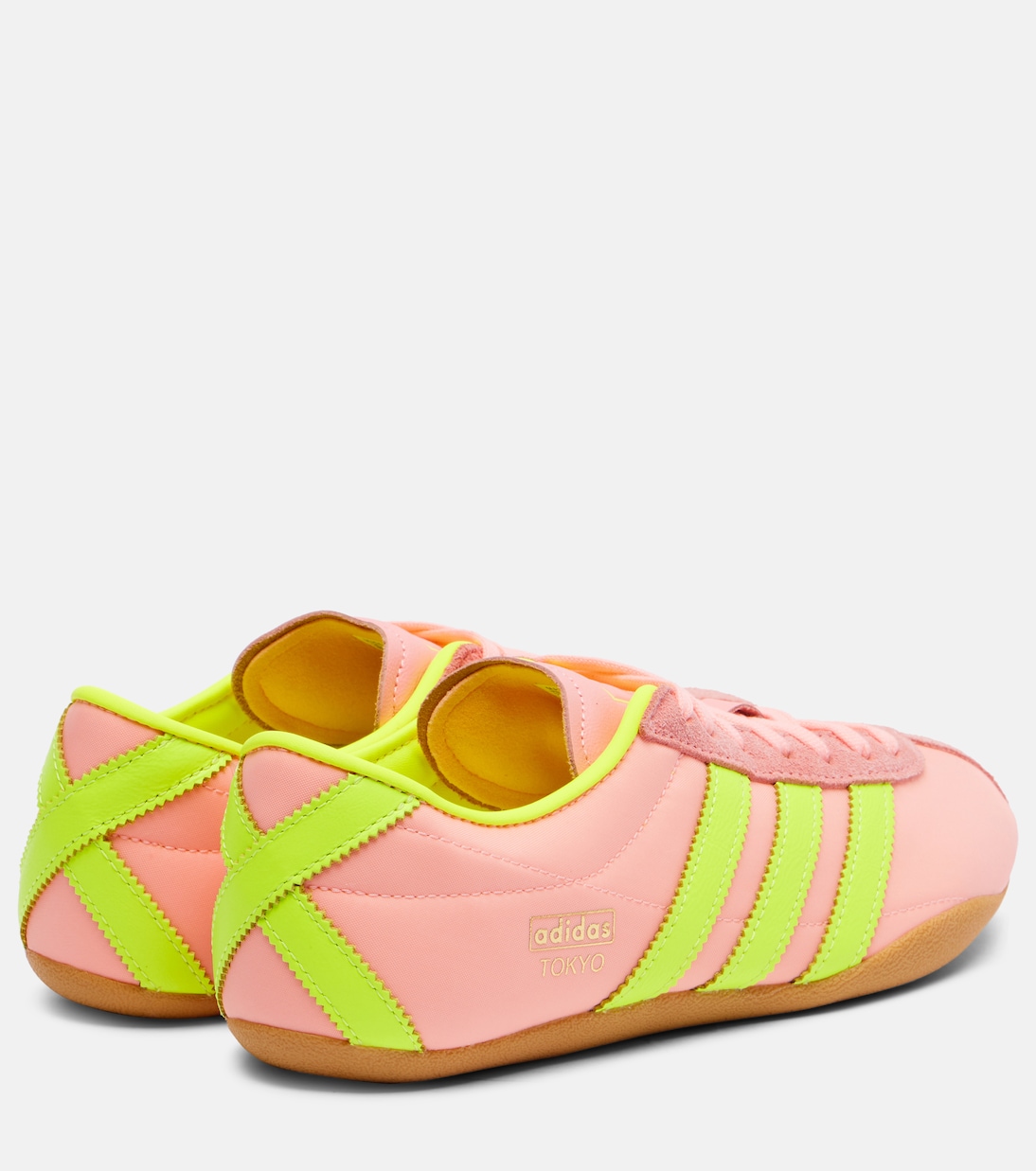 Токио кеды из замши с кожаными вставками Adidas, Glow Pink/Solar Yellow/Gum 3 — фото 2