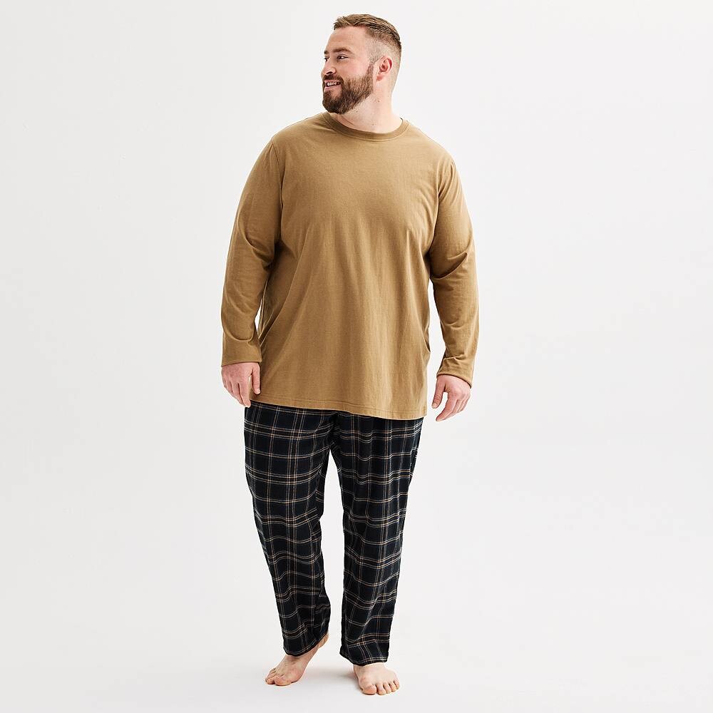 

Big & Tall Sonoma Goods For Life Комплект из 2 пижамных топов с длинными рукавами и фланелевых пижамных штанов, цвет Black Beige Plaid