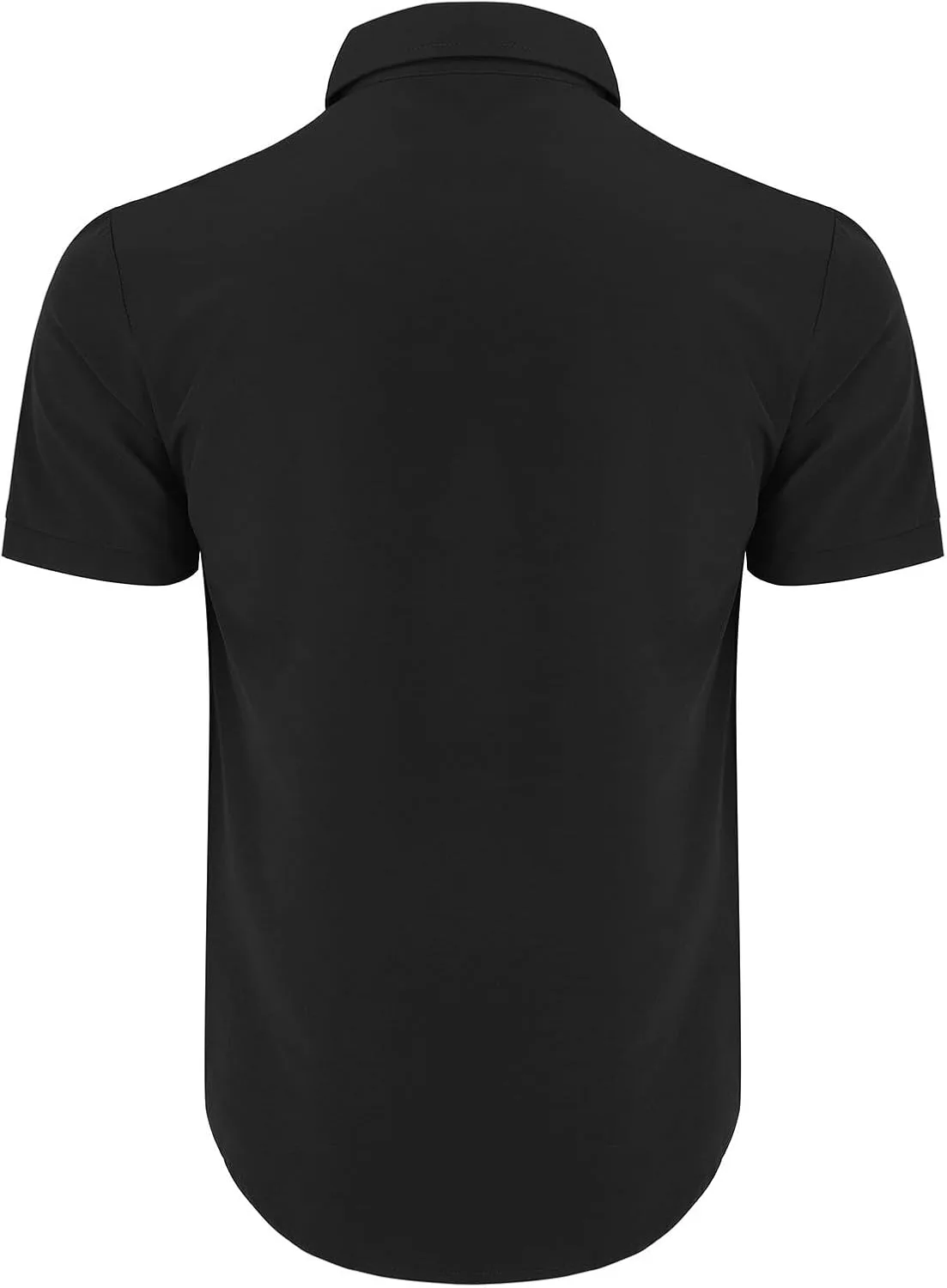 Мужская рубашка Muscle Fit с коротким рукавом, Casual, не мнущаяся, на пуговицах, для делового стиля, летняя пляжная рубашка Generic, черный — фото 4