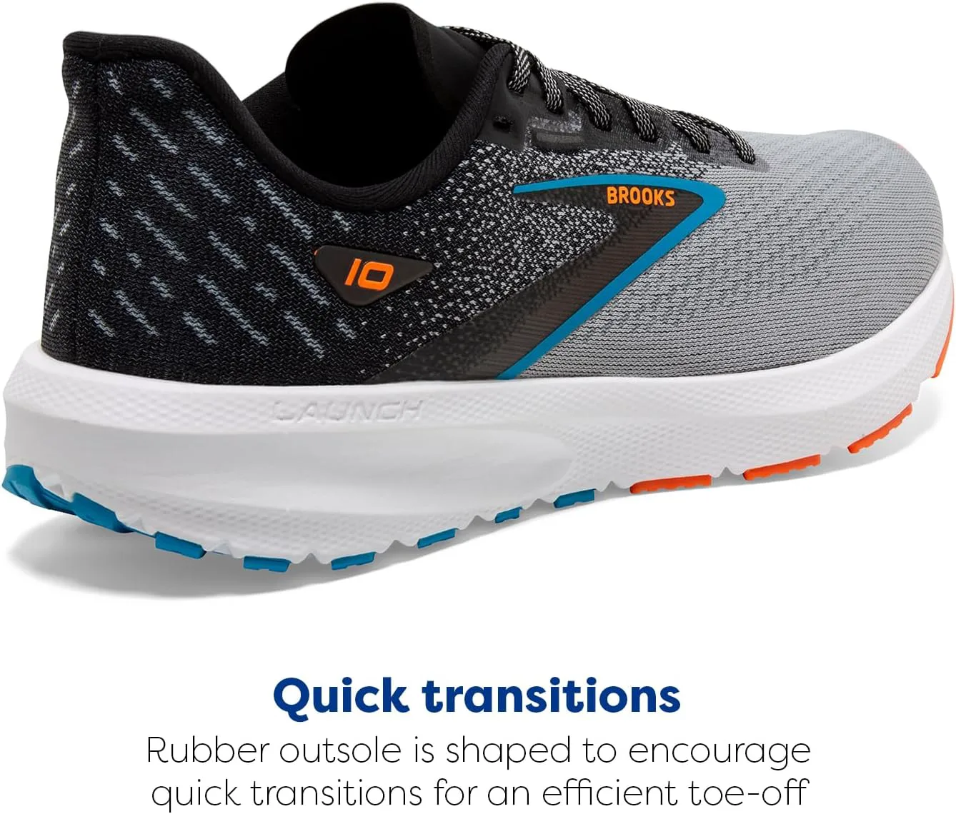 Мужские нейтральные беговые кроссовки Brooks Launch 10, черный/серый/оранжевый — фото 4