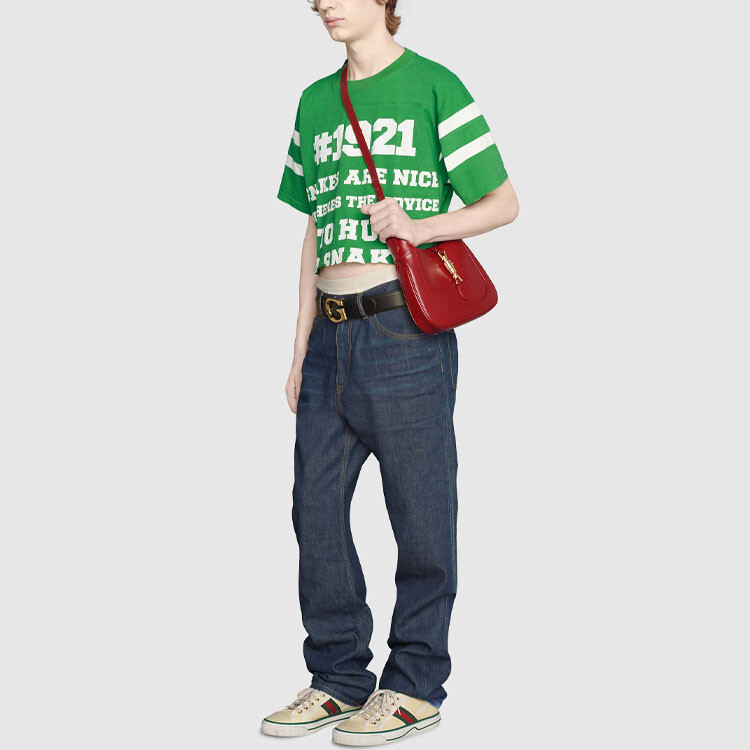 Футболка с коротким рукавом SS21 1921 Series с буквенно-цифровым принтом, зеленая Gucci, зеленый — фото 3