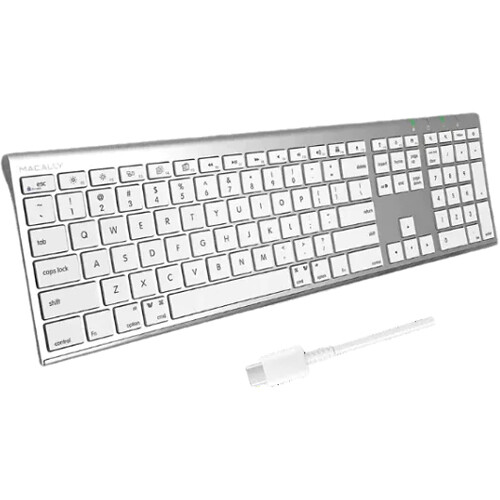 

Полноразмерная клавиатура Macally USB-C для Mac (серебристый алюминий)