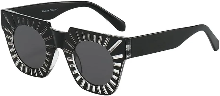 

Полые женские ретро-солнцезащитные очки в крупной оправе, модные солнцезащитные очки для активного отдыха, защита от УФ-излучения UV400 MTZJH, Black Black