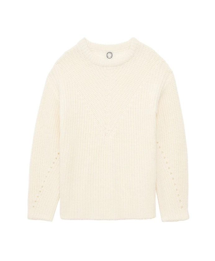 

Элегантный пуловер цвета экрю с декоративной вязкой. Ines De La Fressange Paris, белый