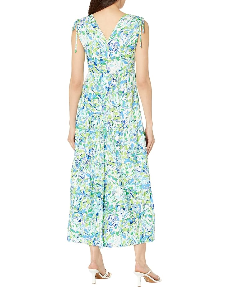 

Платье Maggy London Floral Print Maxi with Shoulder Gather Dress, цвет Soft White/Aqua