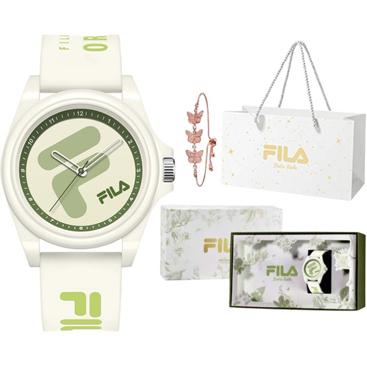 

FILA Часы Miracle Flower Collection кварцевый механизм ремешок из силикона бежевый циферблат унисекс подарочная коробка First Encounter