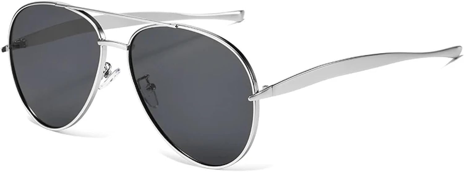 

Солнцезащитные очки с защитой от УФ-излучения UV400 | Металлические двойные перемычки, панк, темно-зеленый цвет | Для женщин и мужчин, для занятий спортом на открытом воздухе и вождения DSVIGF, Silver Black