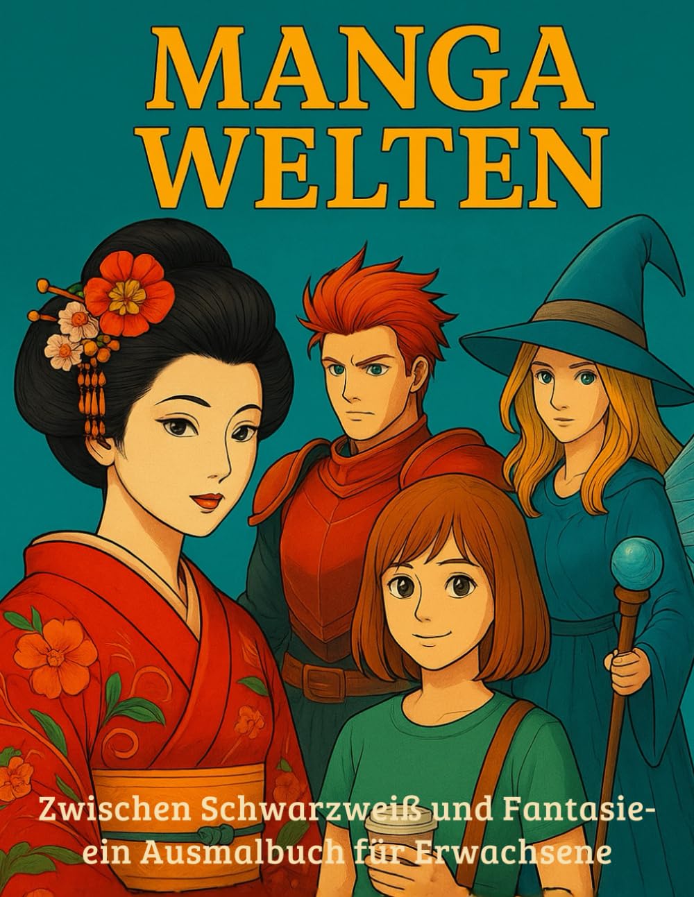 

Manga Welten: Zwischen Schwarzweiß und Fantasie - ein Ausmalbuch für Erwachsene (German Edition) (Independently published)
