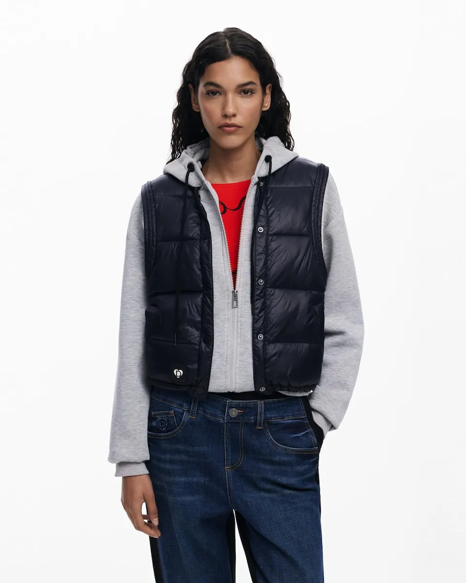 

Женская толстовка с комбинированным стеганым жилетом Desigual, черный