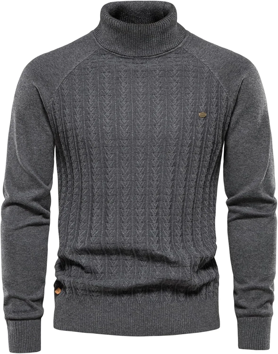 

Мужской свитер Slim Fit с воротником-водолазкой, длинным рукавом и кабельной вязкой