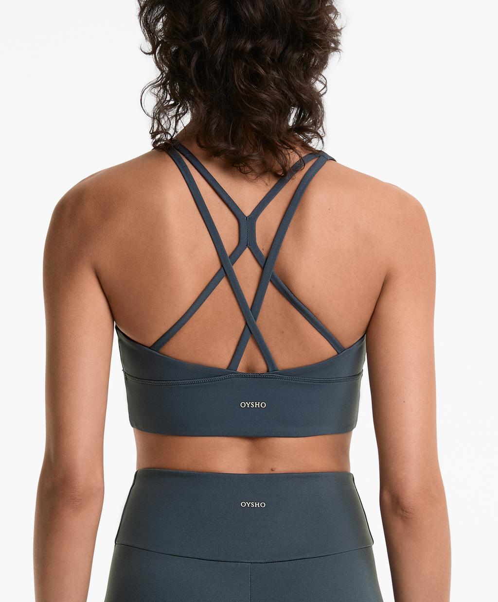 

Спортивный бюстгальтер comfortlux средней поддержки с чашечками Oysho, сине-серый