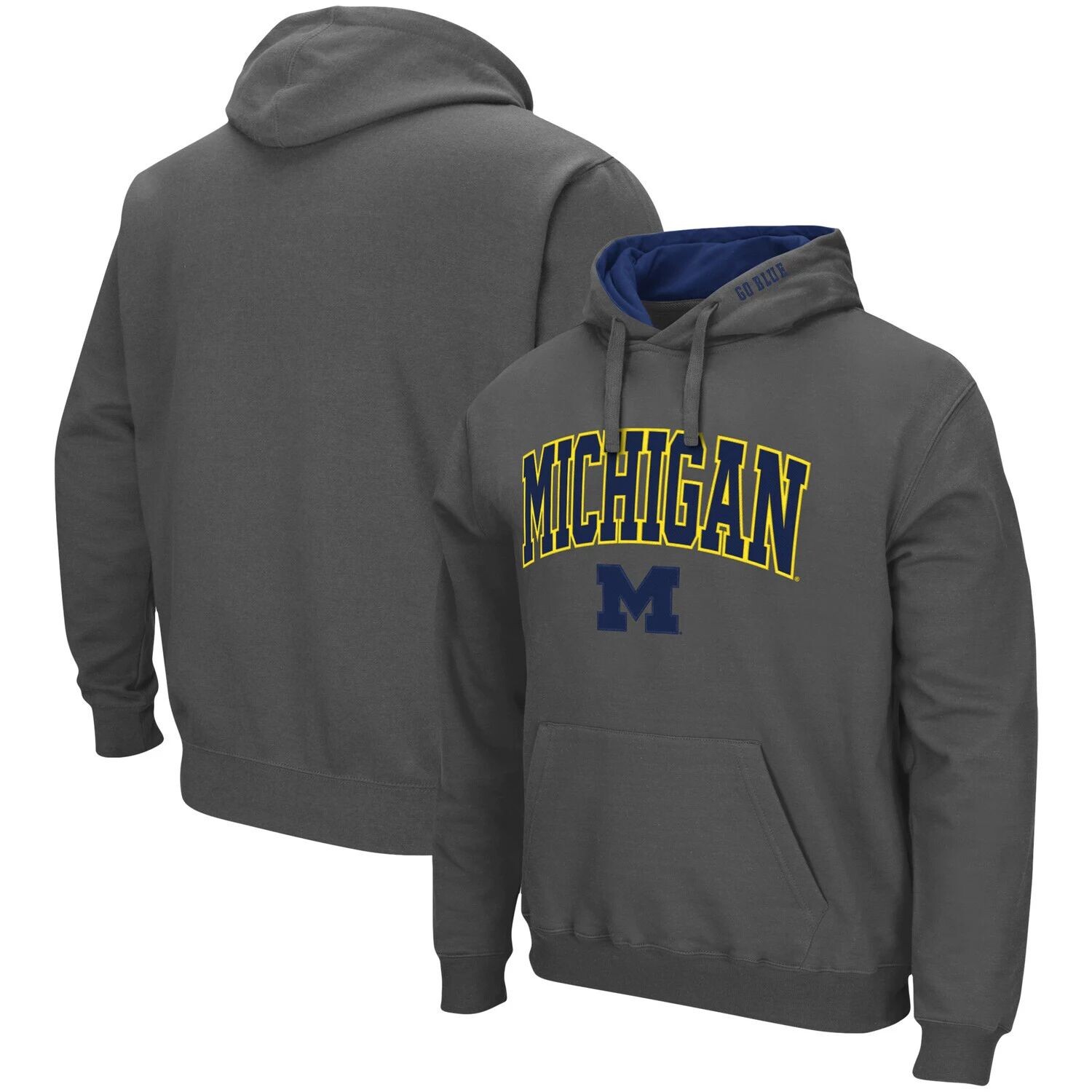 

Мужской темно-серый пуловер с капюшоном Michigan Wolverines Arch & Logo 3.0 Colosseum
