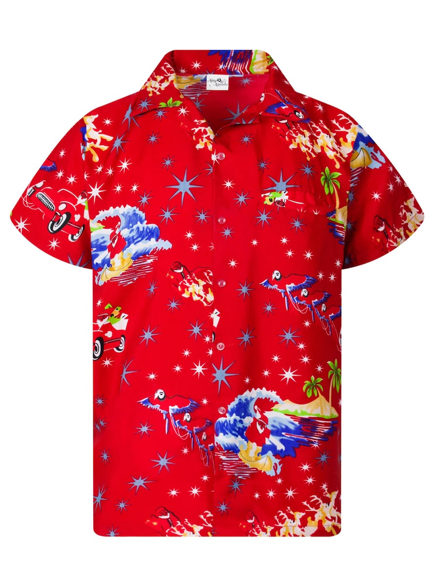 

Рубашка на пуговицах классического кроя King Kameha Christmas Surf Santa, красный