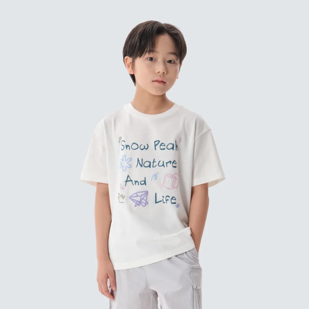 Детская футболка Snowpeak Apparel Kids Sorona с графическим принтом, молочно-белая