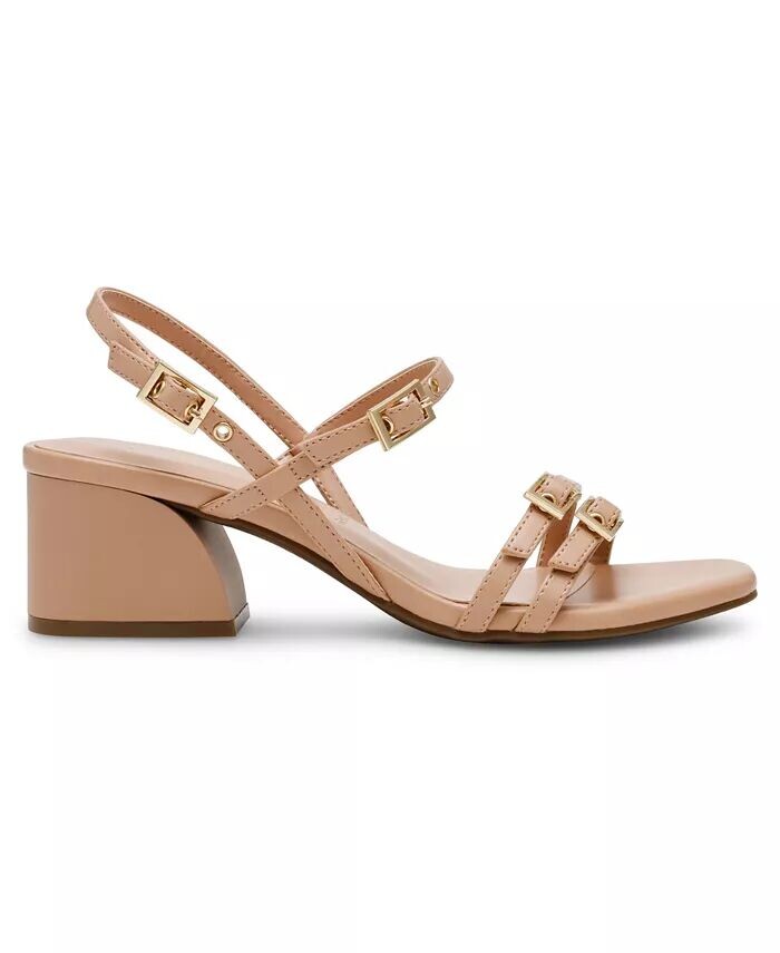 Женские босоножки Mackenzie Strappy Buckle Heel Dress Sandals Anne Klein, коричневый/бежевый — фото 2